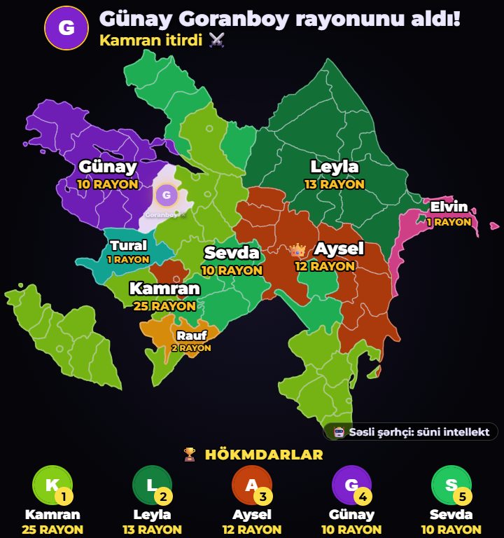 Harita oyunu: izleyiciler ilçeleri kapıyor